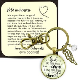 God Has You in His Arms Memory Keepsake Keychain Memorial Sympathy Bereavement Jewelry Angel Wing Charm