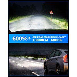 Marsauto H11/H8 LED Fog Light Bulb, 10000 Lumens 6000K White Super Bright & Compact H16/H8/H11 LED Bulb, 1:1 Mini Size Plug and Play Fog Lights, Pack of 2