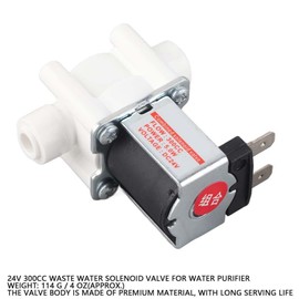 Water Valve, 24V 1/4" Inlet Feed Water Solenoid Valve, Normally Closed Type 300cc Sewage Solenoid Valve for Water, Industrial Solenoid Valves