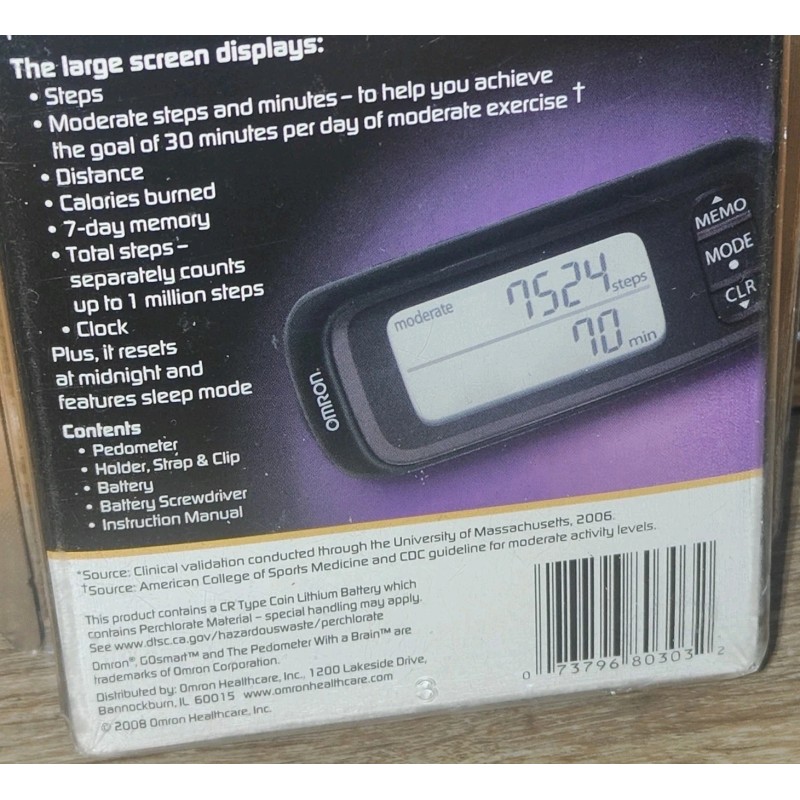 OMRON GO SMART TRI-AXIS POCKET PEDOMETER WITH A BRAIN HJ-303