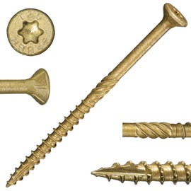 Saberdrive Tan XL1500 Coated Exterior Star Drive Multi-Purpose Deck Screws, 5lb, Approx. 363 Pieces - #9 x 3 Screws with Protective Coating, Decking Screws for Construction, Repair
