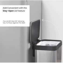 SIMPLI-MAGIC 50 Liter Soft-Close, Smudge Resistant Trash Can with Foot Pedal and Built in Filter-Stainless Steel, Sleek Finish, 50L/13.2 Gallon