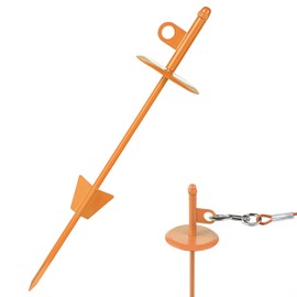 Dog tie-Out Stake for Dogs,16" Dog Stake for Outside Easy to Install, 360° Swivel Anchor Stake for Yard, Camping, Beach (Orange)