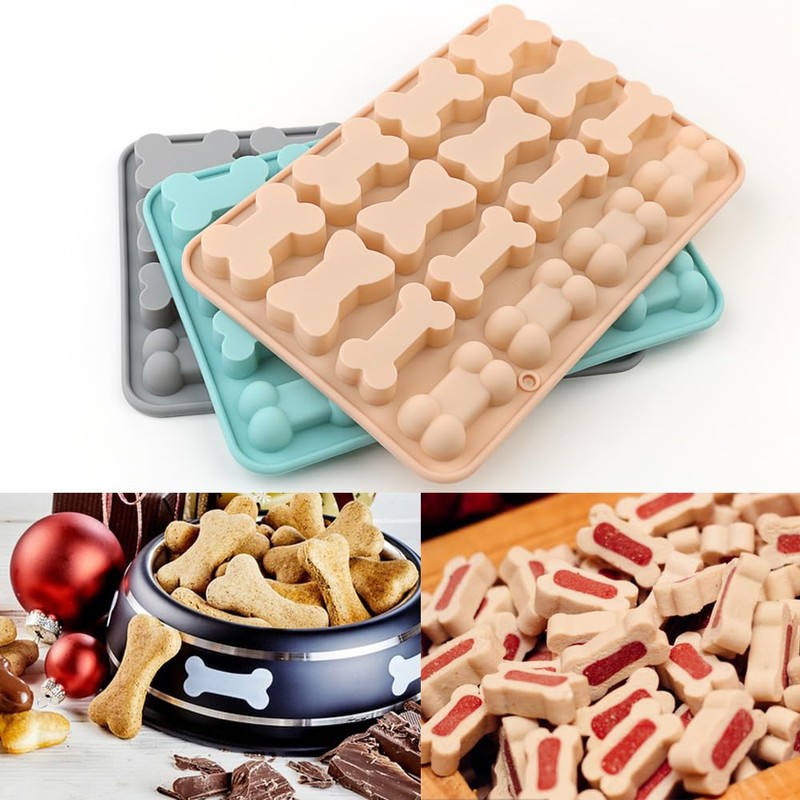 3Pack Dog Bone Silicone Mold, Dog Treat Mold,Baking Mold, Used