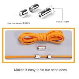 Widamin 2 Pairs of Elastic Shoelaces for Adults and Children, No Tie Shoelaces with Metal Capsules, Length 100 cm, orange x 2 pair