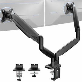 VIVO Premium Aluminum Heavy Duty Dual Monitor Arm for Ultrawide Monitors up to 40 inches and 30 lbs Each, Desk Mount Stand, Pneumatic Height, Max VESA 100x100, Black, STAND-V220Q