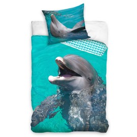 MTOnlinehandel Dolphin Bed Linen 135 x 200 cm 80 x 80 cm Cotton · Children's Bedding for Girls and Boys · Zip · Bedding Set
