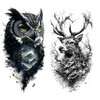 2 Sheets Temporary Owl Tattoo Deer Tattoo Bird Tattoo Animal