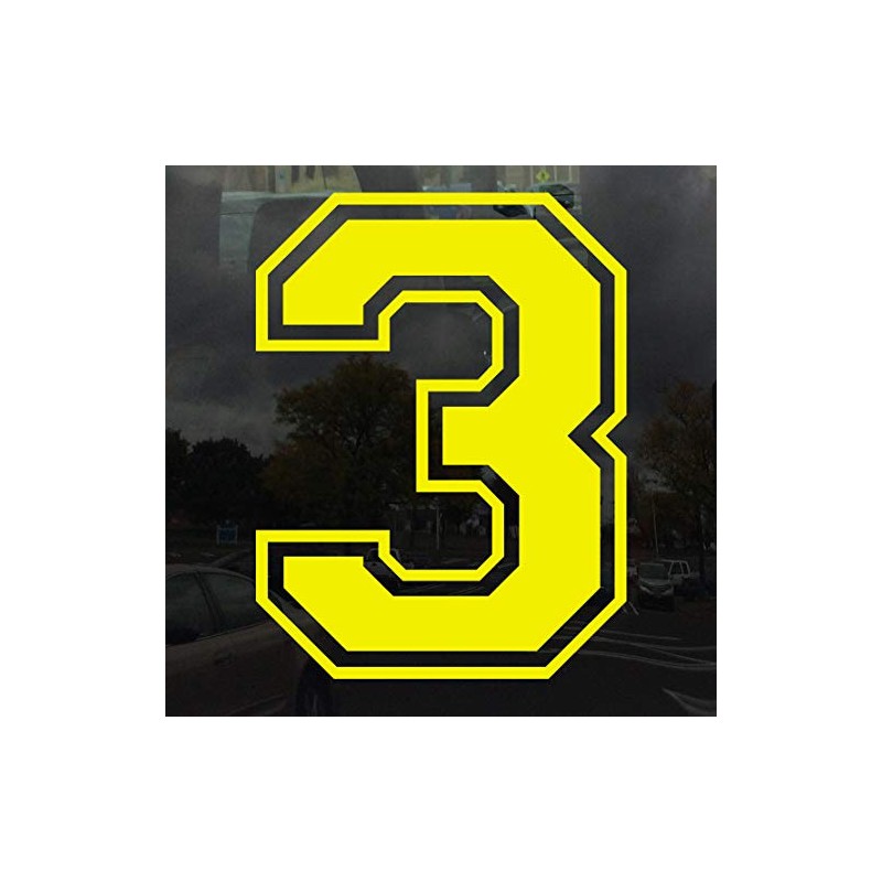 Applicable Pun Varsity Number 3 - Vinyl Decal - Yellow