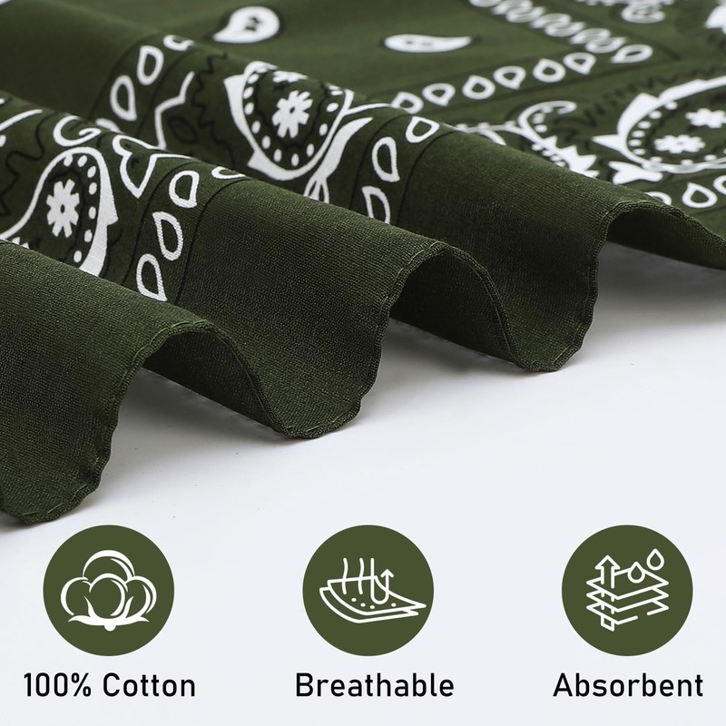 Nymora 6-Pack Paisley Bandana Set - 100% Cotton Kerchiefs in