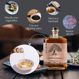 HAKU Sakura Cherry Blossom Shoyu Soy Sauce (750 ml) - Handmade Japanese Barrel Aged Light Soy Sauce - Gourmet Umami Sauce for Dip Sauce, Marinade, Sushi, Meat, Stir Fry, Rice & Asian Cuisines