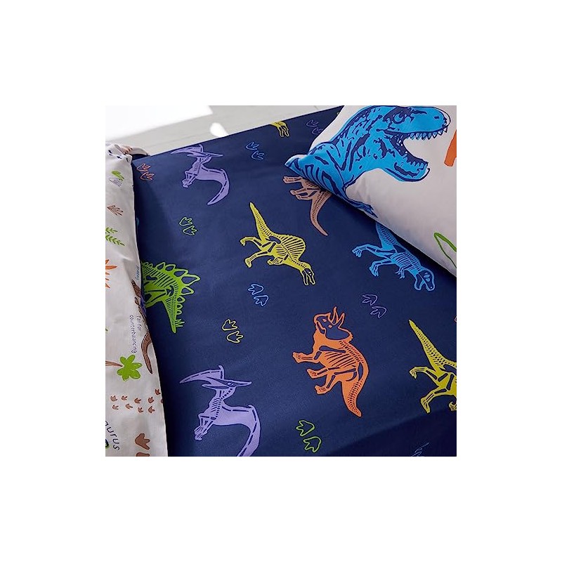 Catherine Lansfield Prehistoric Dinosaurs Double Fitted Sheet Blue
