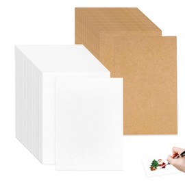 Pack of 100 A6 Kraft Paper Cards, 14.6 x 9.6 cm Index Cards A6, Print Postcards, Blank Cards for DIY Greeting Cards, Wedding Cards (Brown + White)