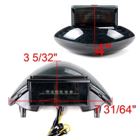 Motorcycle Smoked Lens LED Tail Light Brake Turn Signal Lamp Compatible with 1999-2007 Suzuki Hayabusa GSXR1300 & 2003-2006 Suzuki Katana 600/750