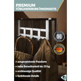 Menz Premium Door Coat Rack - Stainless Steel Door Hook Rail Inside, Heavy Duty Door Hooks for Hanging Door Back - High-Quality Door Coat Rack with 5 Hooks for Hanging