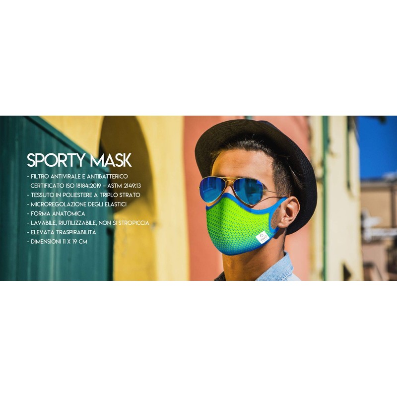 Zitto. Washable Face Mask for Nose with Turquoise Filter