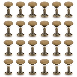 craftmemore 100 Pack 8 mm Doble Tapa Remaches Ronda remaches Sujetadores para Craft – Decoraciones de piel VT, Antique Brass, 100