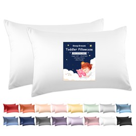Deep Dream 100% Cotton Toddler Pillowcases Set of 2, 13x18 Inches Fits Baby Pillow Sized 12x16, 13x18, 600 Thread Count Cotton Small Travel Kids Pillow Case Covers with Envelope Closure, White