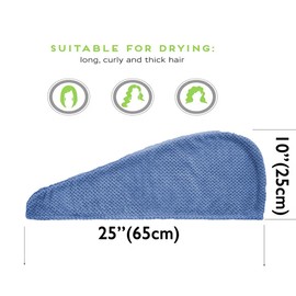 PGlife Hair Towels Wrap, Microfiber Super Absorbent Quick Drying Hair Turban, 10" x 26",3 Pack Beige