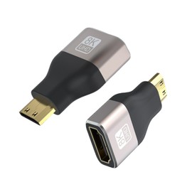 Mini HDMI to HDMI Adapters 2-Pack, Bidirectional High Speed 8K HDMI Female to Mini HDMI Male Adapter 48Gbps with 8K@60Hz, 4K@144Hz, Compatible with Portable Monitor,Camcorder,Camera,DSLR,Laptop