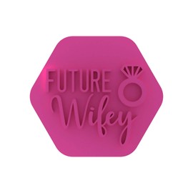 LissieLou Future Wifey with Ring Cookie Stamp Hen Bridal Bachelorette Party Theme Icing Fondant Embosser - Light Pink