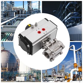 1inch Three Piece Pneumatic Actuator Ball Valve, Single Acting Globe Threaded 316 Stainless Steel Ball Valve