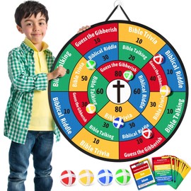 Garybank Faith Darts Bible Trivia Games for Kids Adult Family, 66 Flash Cards W/ 260+ Questions, Christian Bible Study Supplies for Youth Group, Teens, Disciples, Church, Kids Birthday Gifts