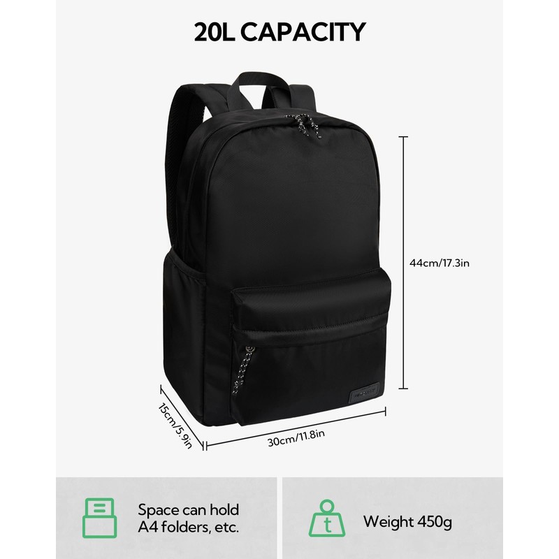 Waterfly Lightweight School Backpack 20L: Casual Daypack Hiking Rucksack for
