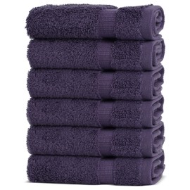 Chakir Turkish Linens 100% Cotton Premium Turkish Towels for Bathroom | 13'' x 13'' (6-Piece Washcloth, Plum)