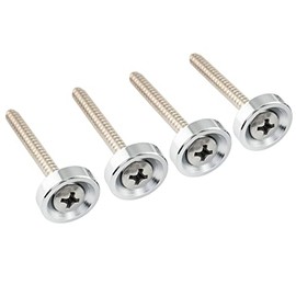 Musiclily Pro 15mm Steel Neck Joint Bushings Ferrules with Screws for Electric Guitar Bass, Chrome (Set of 4)