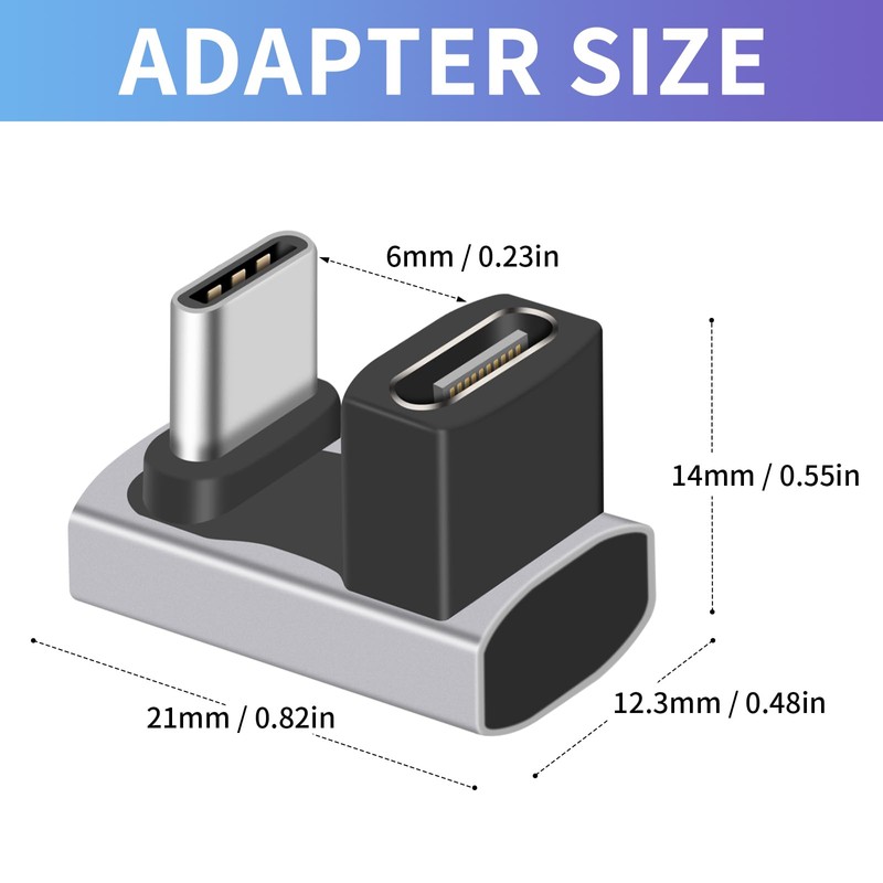 Duttek USB C 180 Degree Adapter 240W, USB C Angle