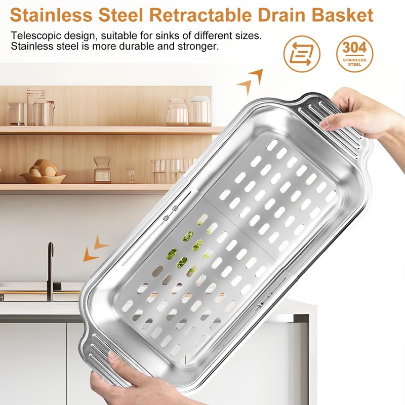 ARNTY Kitchen Strainer Stainless Steel – Extendable – Strainer Basket