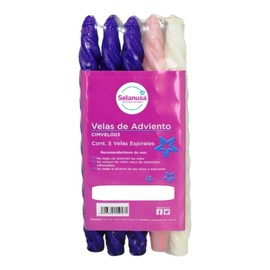 Velas En Espiral Adviento 5 Pzs De 20 cm.