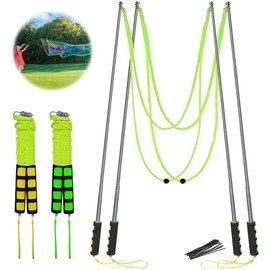 Bubble Wands, Stainless Steel Giant Bubble Blower Wands, Telescopic Design Outdoor Bubble Sticks Bubble Maker Toys for Boys Girls Adults Birthday Party Favors Lawn Park Beach Summer Fun - Color: Green+yellow