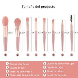 Brochas De Maquillaje, Brochas De Maquillaje De Viaje, Mini Brocha Profesional Kit 8 Pcs, Brocha Alta Calidad Para Cara Y Ojos, Con Bolsa 8 Pcs Kit (Naranja)