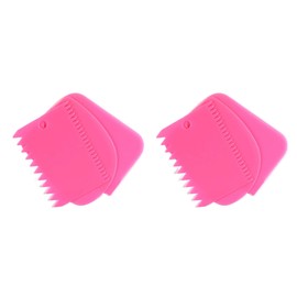 Cake Decorating Scraper Set, 6 Piece Plastic Icing Smoother Tools, Serrated and Flat Edge Dough Scrapers for Baking, Pastry, Bread, Pizza, 2.95-4.81 Inch (red)