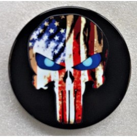 American PUNISHER FLAG, Billet Aluminum Trailer Hitch plug Cover, UV, 5"