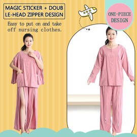 Siomlana Ropa de paciente postrada en cama, ropa de discapacidad con cremalleras deslizantes en ambos lados, ropa de paciente, adecuada para ancianos paralizados, diálisis post-cirugía, pacientes de