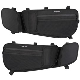 MOSISO 2 Pack X3 Door Bags Compatible with Can Am Maverick X3 and Max 2017-2025 Models, UTV Side Storage Organizer Bags with Cup Holder & Removable Knee Pad, Black