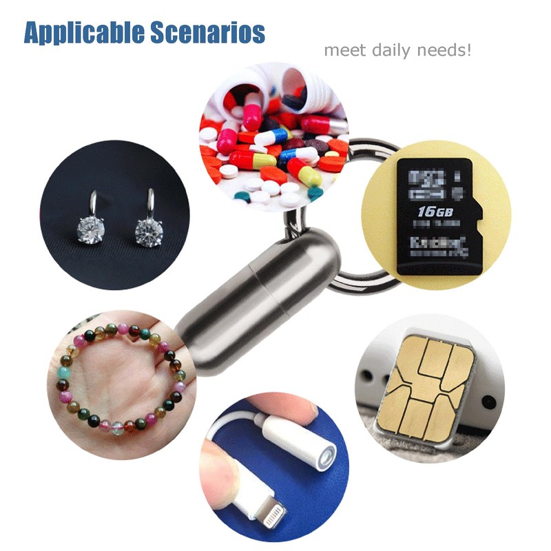 Hamans ポータブル ピルケース 防水 ピルホルダー キーチェーン チタン EDC ピルオーガナイザー ピルボックス