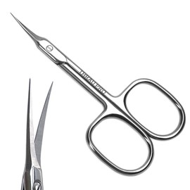 THRAU Ultra Precise Cuticle Scissors - Ideal for Cuticle Care, Callus Treatment, Correction of Torn Nails and Eyebrow Care (95mm)