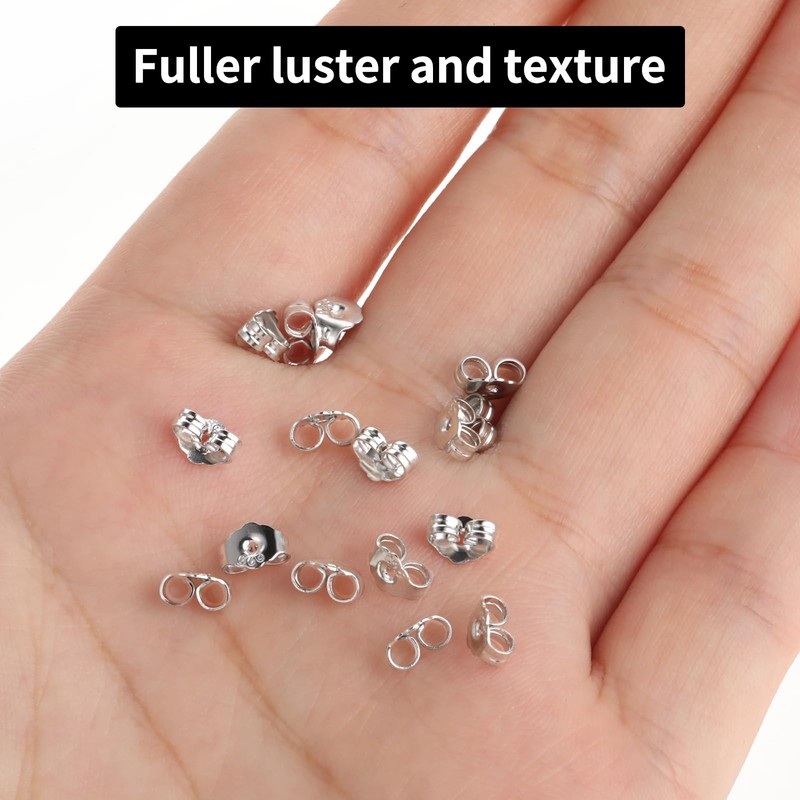Grevosea 16 PCS/8 Pairs Sterling Silver Earring Backs, Earring Backs