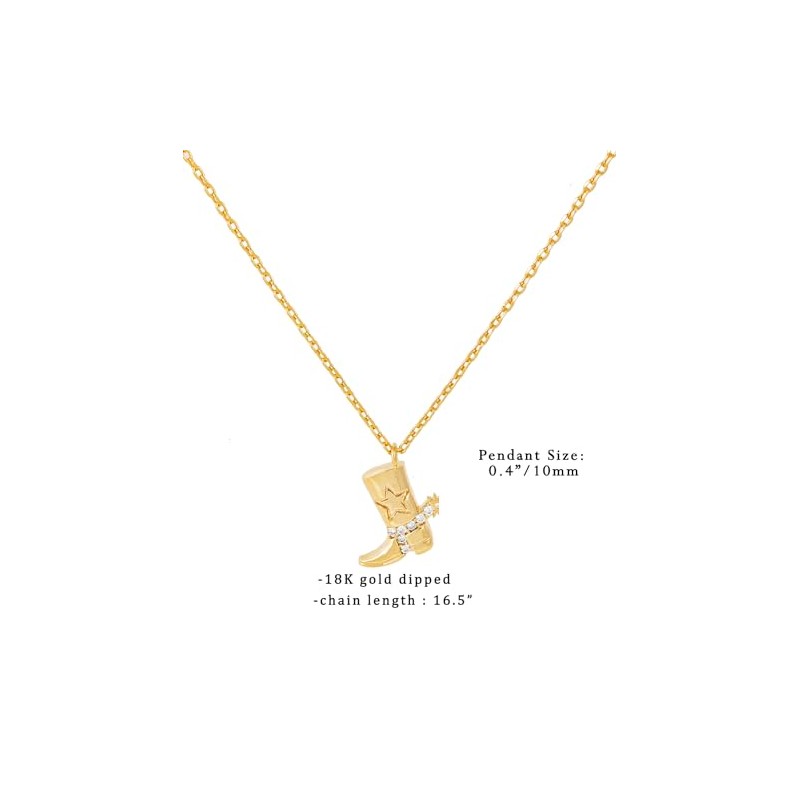 BLANK SLATE Mini Cowboy Boot Pendant Necklace (SILVER)