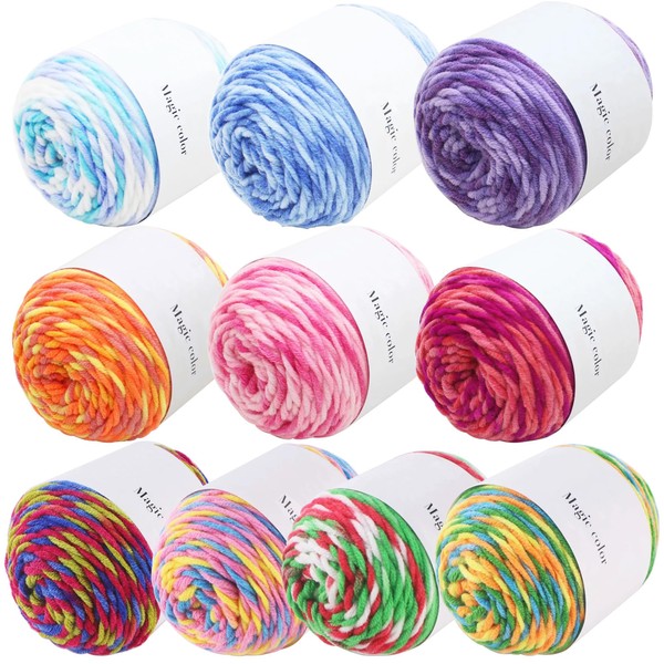 Yayatty 10 Colours Wool for Crocheting, Gradient Wool for Crocheting,