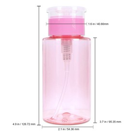 7oz Push Down Pump Dispenser Flip Top Cap Refillable Empty Bottle - Color: Pink - Lockable Travel Cosmetic Packaging Empty Bottle for Nail Polish Manicure