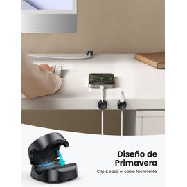 Lamicall 6 Piezas Organizador de Cables - Cerradura 1s Estirar el Cable Fácilmente Cable Management, Clips para Cables, Ordenador de Cables, Cord Organizer para Pared Escritorio Automóvil, Oficina