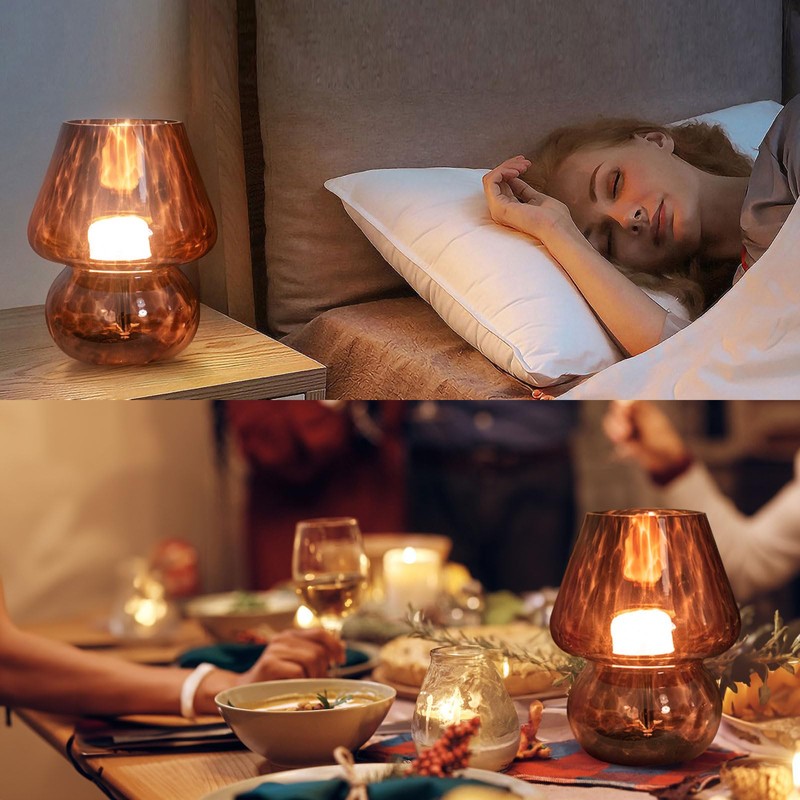 ULAROOM USB Plug-in Vintage Mushroom Lamp Small Bedside Table Lamp