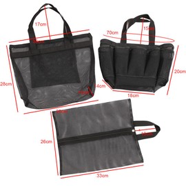 HHWRT Shower Tote Bag, Mesh Shower Caddy Portable, Quick-Dry Shower Basket Tote Bag, Portable Three Piece Set Shower Tote Bag with 2 Handles for Toiletry, Bathroom, Camp, Gym