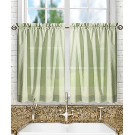 Ellis Curtain Stacey Tailored Tier Pair Curtains, 56" x 30", Sage