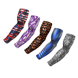 Compression Arm Sleeves - Mystery Bag of 5 Arm Sleeve Compression For Men Women Youth - Athletics, UV Sun Protection, Cooling - Football Baseball Basketball Softball Sports